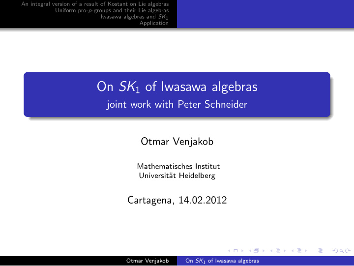 on sk 1 of iwasawa algebras