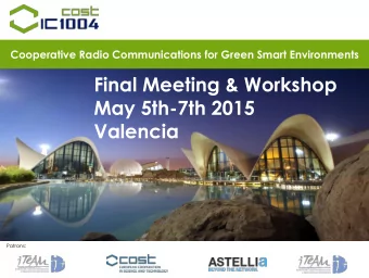 May 5th-7th 2015 Valencia  Patrons: 2. Adoption of the Agenda  Wed 6-May-2015  PLENARY  1. Opening