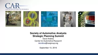 Society of Automotive Analysts  Strategic Planning Summit  Dave Andrea  Center for Automotive