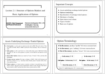 Option Terminology  Option Terminology  Assets Underlying Exchange-Traded Options  Assets