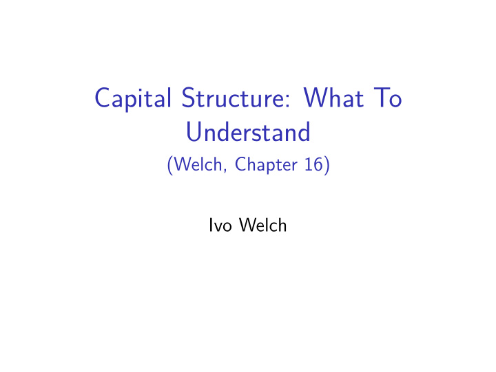 capital structure what to understand