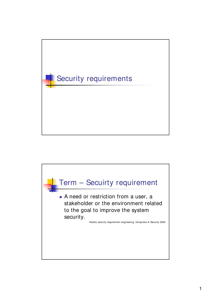 security requirements term secuirty requirement
