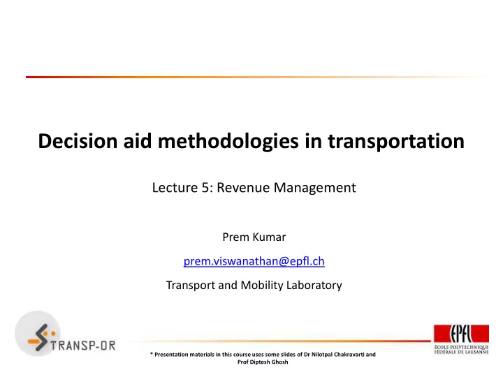 decision aid methodologies in transportation