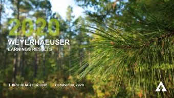 WEYERHAEUSER  EARNINGS RESULTS THIRD QUARTER 2020 |  October 30, 2020  FORWARD-LOOKING STATEMENTS