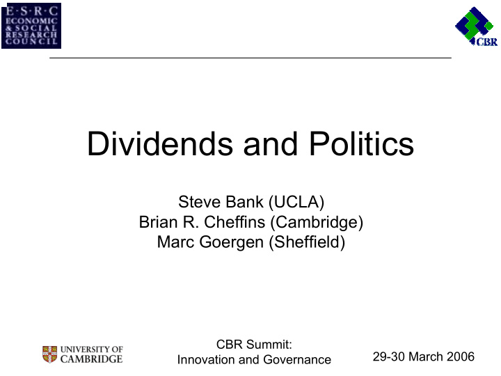 dividends and politics