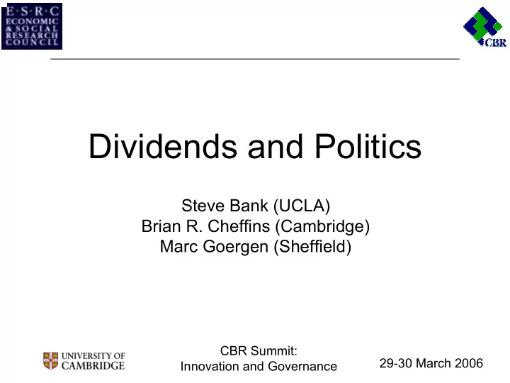 dividends and politics