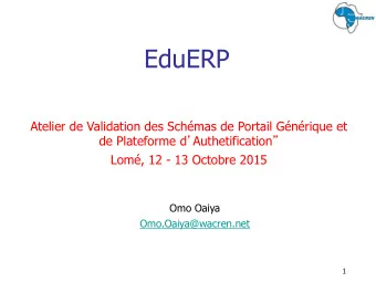 EduERP  Atelier de Validation des Schmas de Portail Gnrique et de Plateforme d