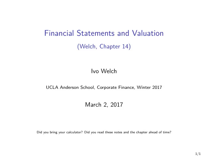 financial statements and valuation