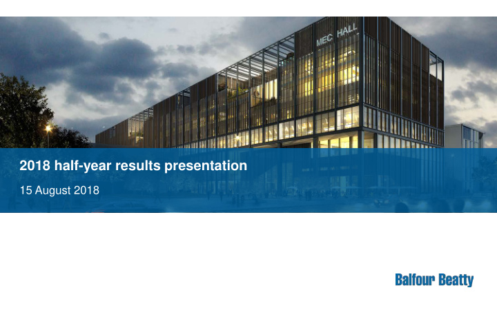 2018 half year results presentation