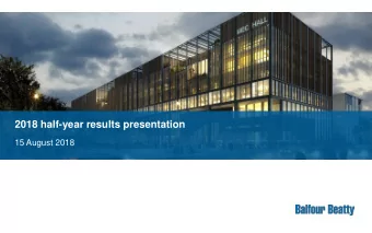 2018 half-year results presentation  15 August 2018  Forward-looking statements  This presentation