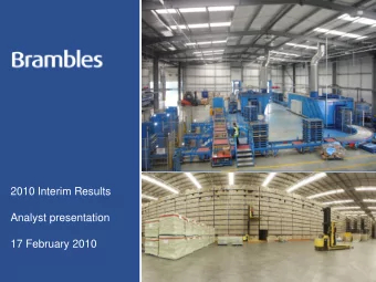 Analyst presentation  17 February 2010  Tom Gorman  Chief Executive Officer  FIRST-HALF RESULTS