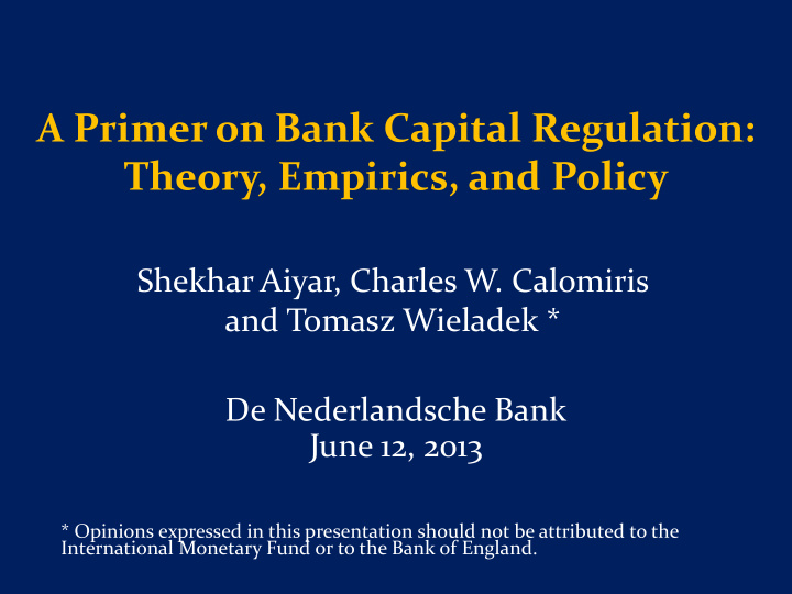 a primer on bank capital regulation theory empirics and