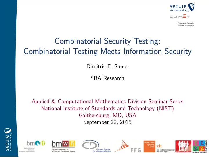 combinatorial security testing combinatorial testing