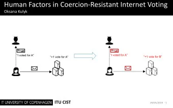 Human Factors in Coercion-Resistant Internet Voting  Oksana Kulyk  I voted for A  I voted