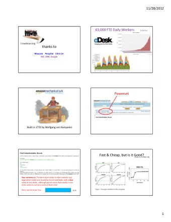 thanks to Mausam Peng Dai Chris Lin NSF, ONR, Google  Powerset Built in 1770 by Wolfgang von