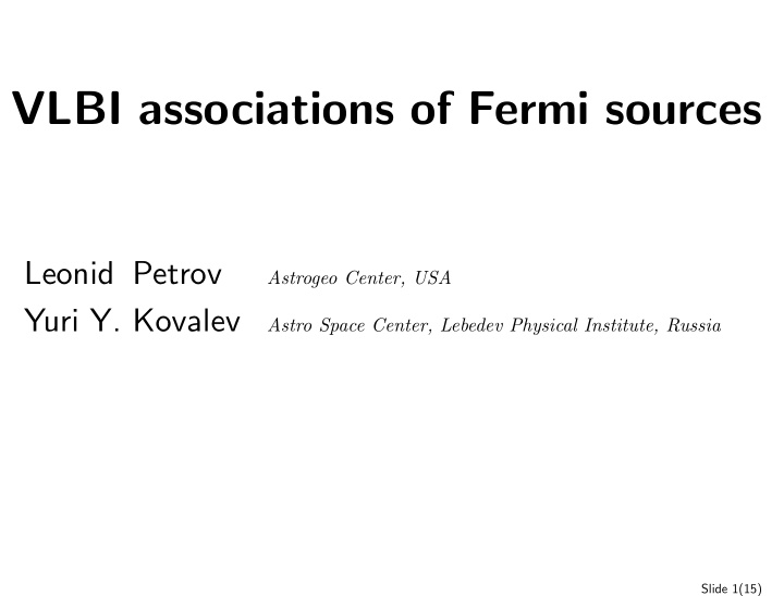 vlbi associations of fermi sources