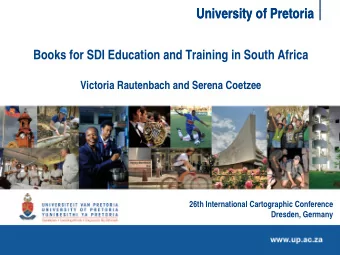 University of Pretoria  University of Pretoria  Books for SDI Education and Training in South