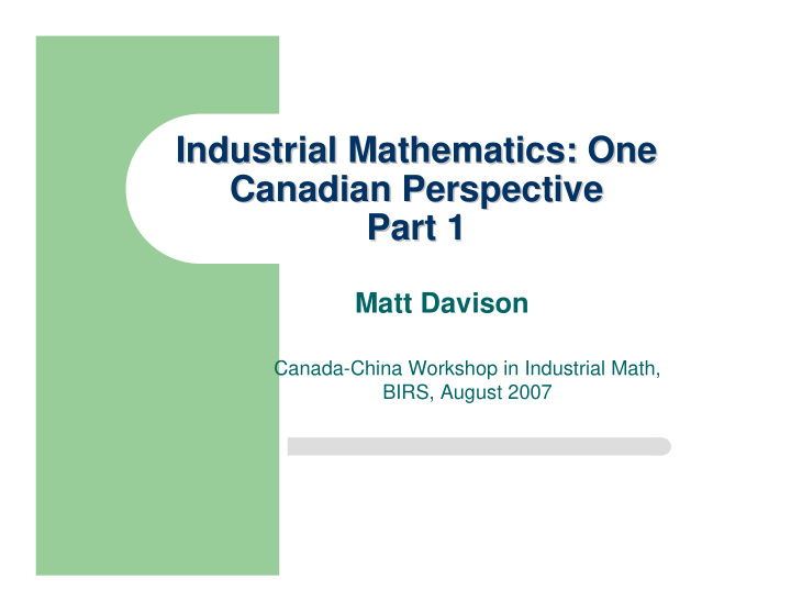industrial mathematics one industrial mathematics one