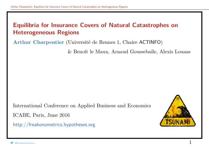 equilibria for insurance covers of natural catastrophes