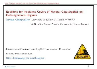 Equilibria for Insurance Covers of Natural Catastrophes on  Heterogeneous Regions Arthur