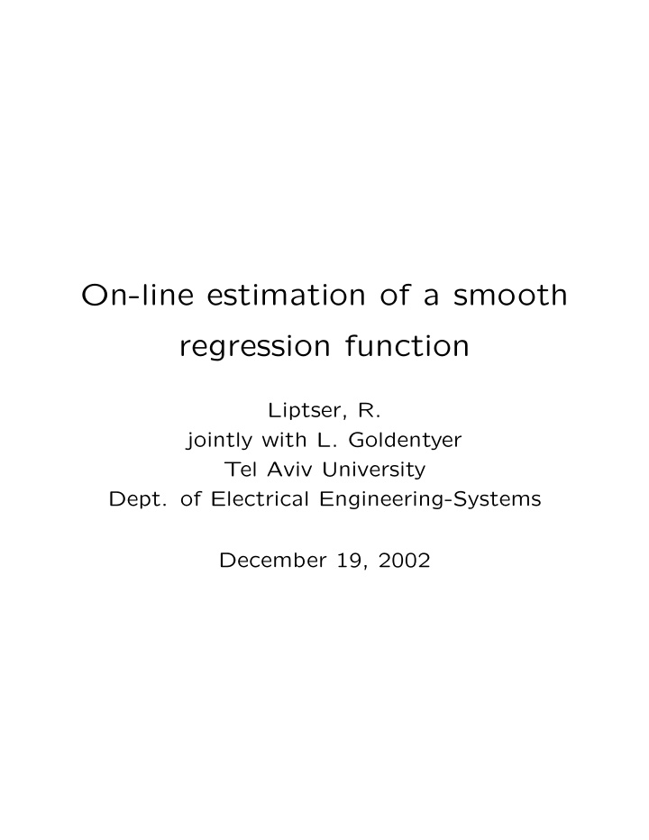 on line estimation of a smooth regression function
