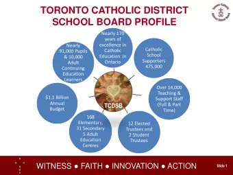 SCHOOL BOARD PROFILE  Nearly 170  years of  excellence in  Nearly  Catholic  Catholic  91,000