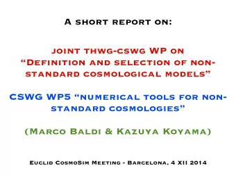 A short report on:  joint thwg-cswg WP on  Definition and selection of non-  standard