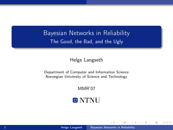 bayesian networks in reliability