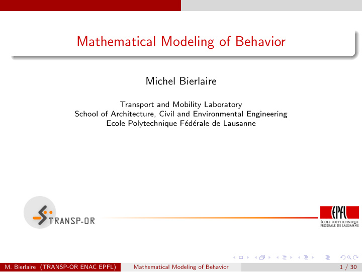 mathematical modeling of behavior