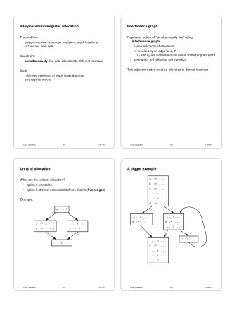 Interprocedural Register Allocation  Interference graph  The problem:  Represent notion of