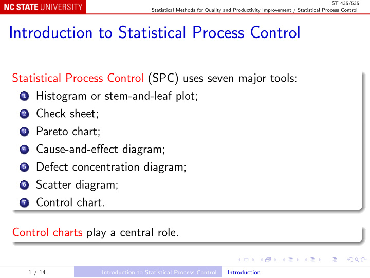 introduction to statistical process control