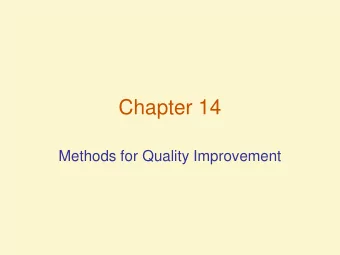 Chapter 14  Methods for Quality Improvement  Quality, Processes, and Systems Quality of a good or