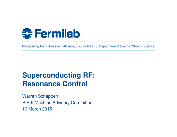 superconducting rf resonance control