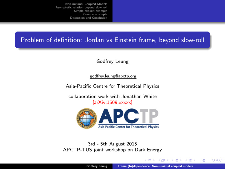 problem of definition jordan vs einstein frame beyond