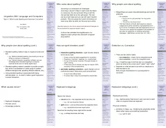 Who cares about spelling?  Why people care about spelling  Computers  Computers  Computers  Topic