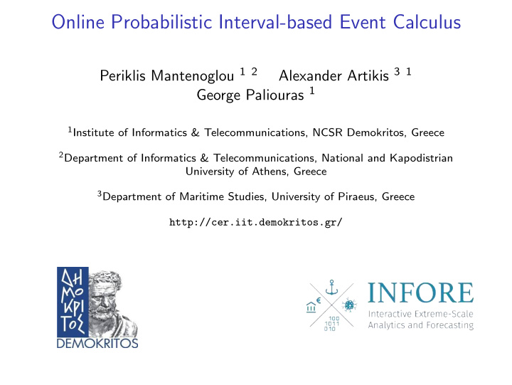 online probabilistic interval based event calculus