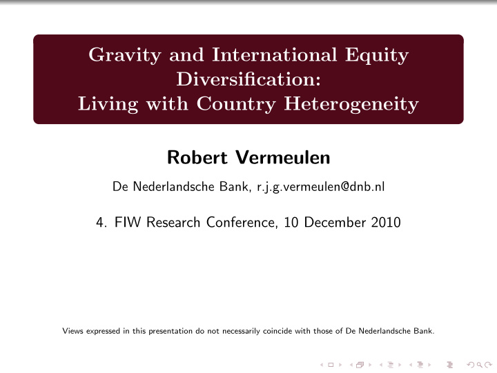 gravity and international equity diversification living