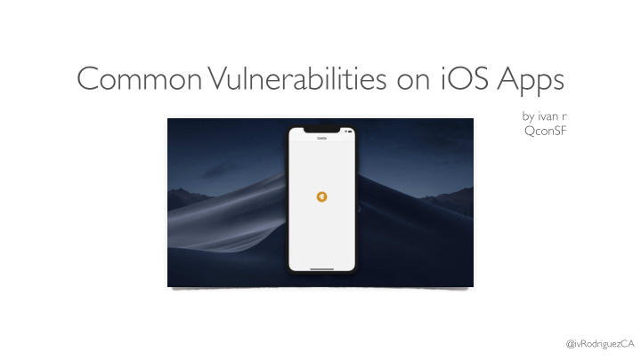 common vulnerabilities on ios apps