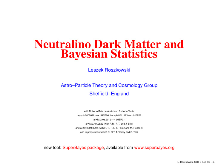 neutralino dark matter and bayesian statistics