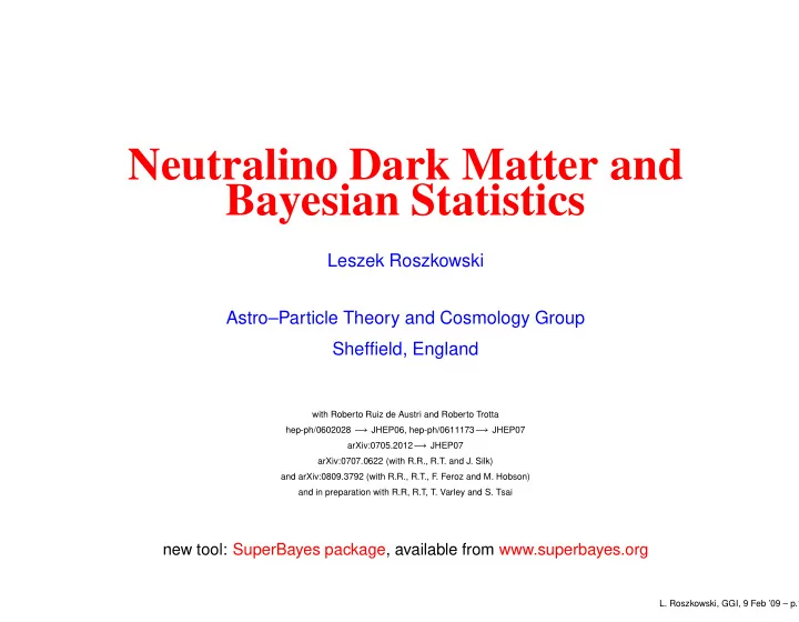 neutralino dark matter and bayesian statistics