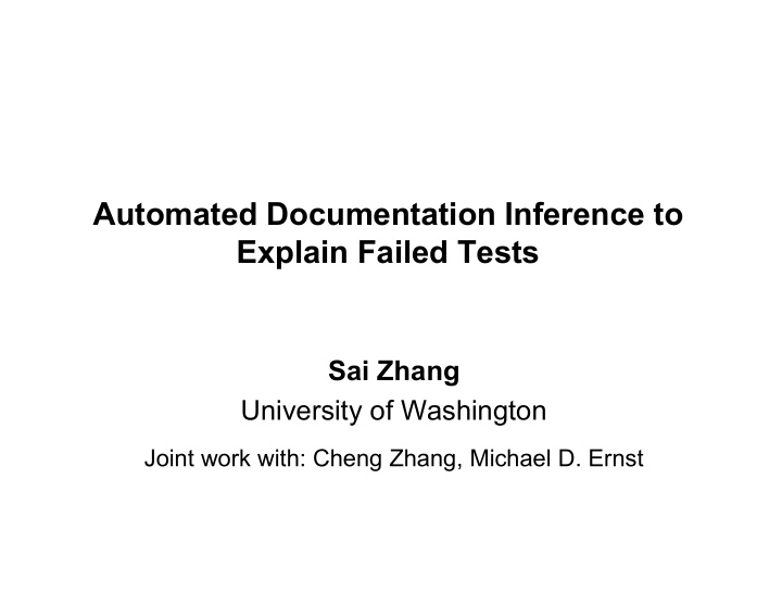 automated documentation inference to explain failed tests