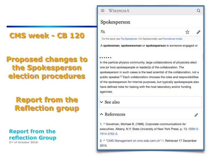 proposed changes to the spokesperson election procedures
