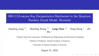 IND-CCA-secure Key Encapsulation Mechanism in the Quantum  Random Oracle Model, Revisited Haodong