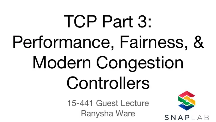 tcp part 3 performance fairness modern congestion