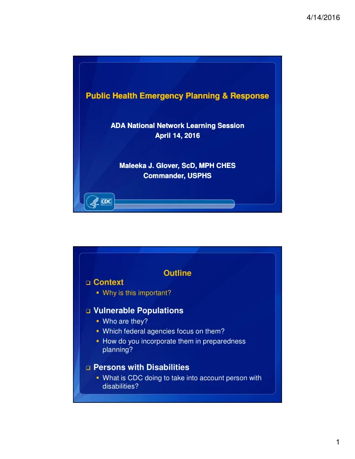 public health emergency planning response public health
