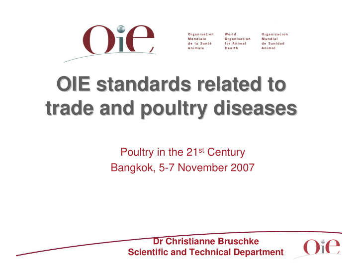 oie standards related related to to oie standards trade