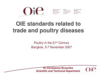 OIE standards related  related to  to  OIE standards  trade and  and poultry  poultry diseases