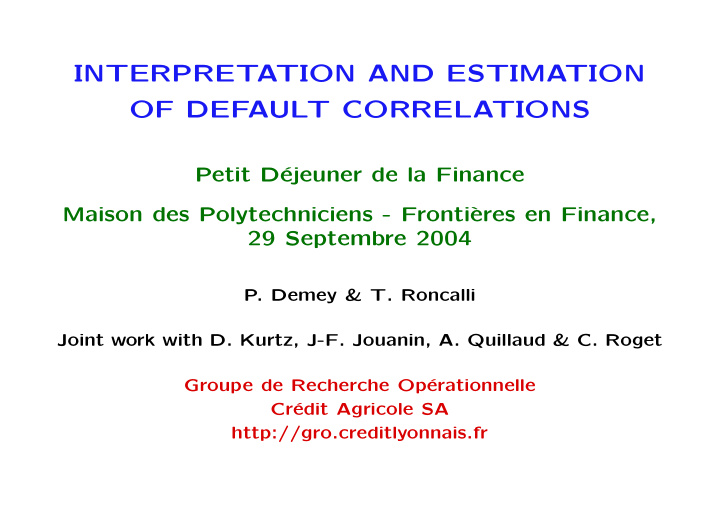 interpretation and estimation of default correlations