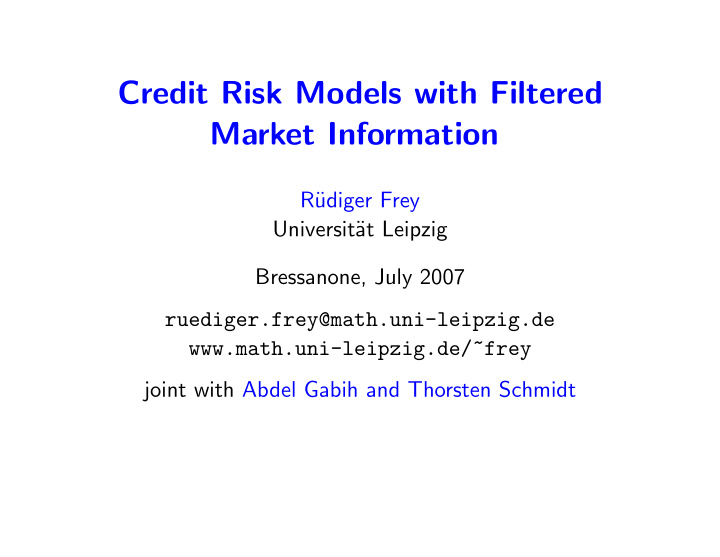 credit risk models with filtered market information