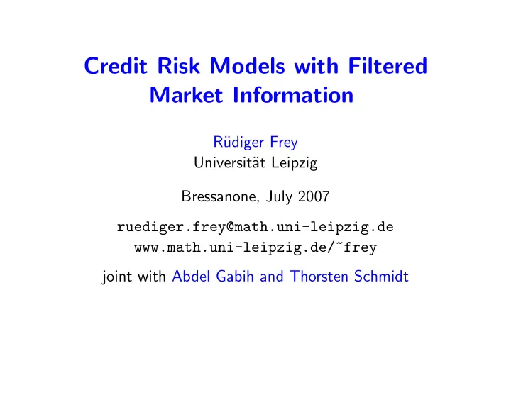 credit risk models with filtered market information